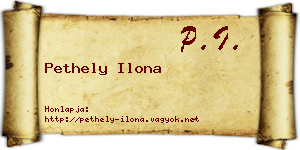 Pethely Ilona névjegykártya